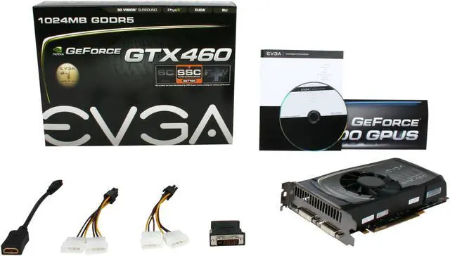 Alt view image 6 of 6 - EVGA 01G-P3-1380-KR GeForce GTX 460 (Fermi) SSC+ 1GB 256-bit GDDR5 PCI Express 2.0 x16 HDCP Ready SLI Support Video Card