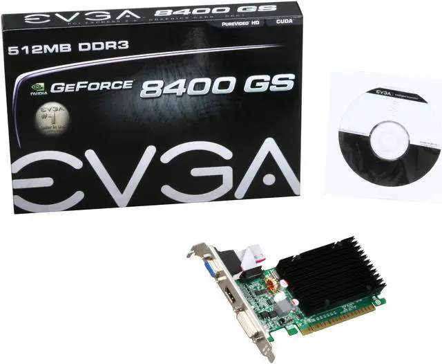 Alt view image 5 of 5 - EVGA GeForce 8400 GS 512MB DDR3 PCI Express 2.0 x16 Low Profile Ready Graphics Card 512-P3-1301-KR