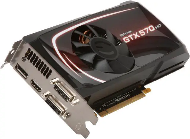 Main image of EVGA SuperClocked 012-P3-1573-KR GeForce GTX 570 HD w/Display-Port (Fermi) 1280MB 320-bit GDDR5 PCI Express 2.0 x16 HDCP Ready SLI Support Video Card