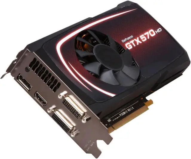 Main image of EVGA SuperClocked 012-P3-1573-AR GeForce GTX 570 HD w/Display-Port (Fermi) 1280MB 320-bit GDDR5 PCI Express 2.0 x16 HDCP Ready SLI Support Video Card