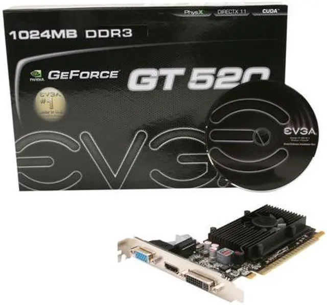 Alt view image 5 of 5 - EVGA GeForce GT 520 (Fermi) 1GB DDR3 PCI Express 2.0 x16 Low Profile Ready Graphics Card 01G-P3-1521-KR