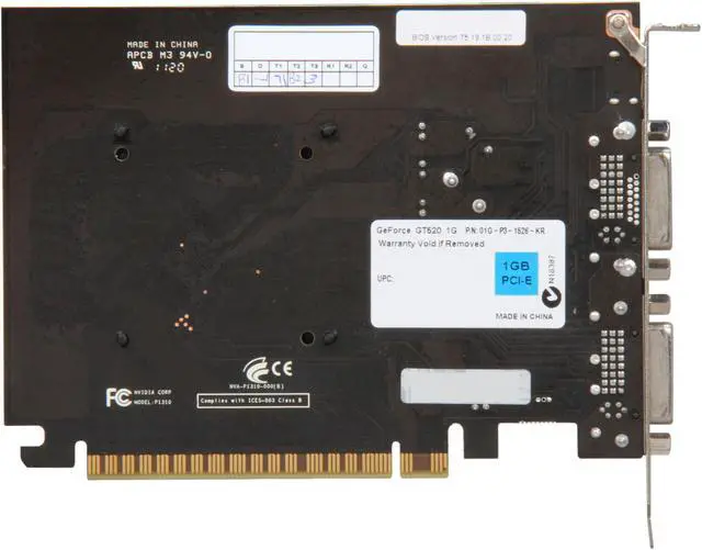 Alt view image 4 of 5 - EVGA GeForce GT 520 (Fermi) 1GB DDR3 PCI Express 2.0 x16 Graphics Card 01G-P3-1526-KR