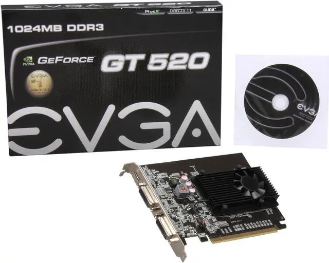 Alt view image 5 of 5 - EVGA GeForce GT 520 (Fermi) 1GB DDR3 PCI Express 2.0 x16 Graphics Card 01G-P3-1526-KR