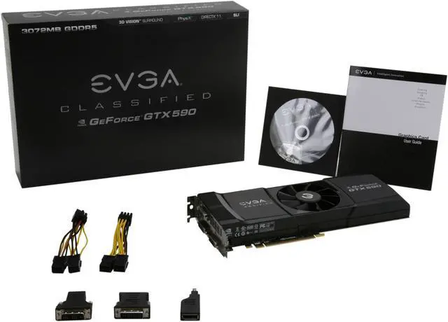 Alt view image 6 of 6 - EVGA 03G-P3-1596-AR GeForce GTX 590 (Fermi) Classified 3072MB 768-bit GDDR5 PCI Express 2.0 x16 HDCP Ready SLI Support Video Card