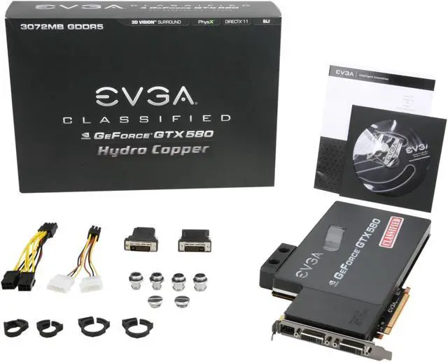 Alt view image 6 of 6 - EVGA 03G-P3-1593-AR GeForce GTX 580 (Fermi) Classified Hydro Copper 3072MB 384-bit GDDR5 PCI Express 2.0 x16 HDCP Ready SLI Support Video Card