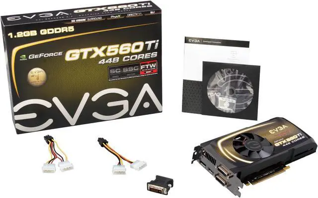 Alt view image 6 of 6 - EVGA 012-P3-2066-KR GeForce GTX 560 Ti (Fermi) 448 Cores FTW 1280MB 320-bit GDDR5 PCI Express 2.0 x16 HDCP Ready SLI Support Video Card