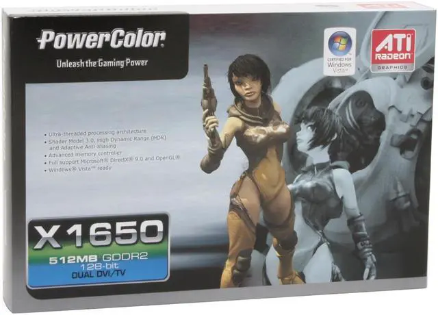 Alt view image 7 of 7 - POWERCOLOR X1650 512MBDDR2 Radeon X1650 512MB 128-bit GDDR2 PCI Express x16 CrossFire Supported Video Card