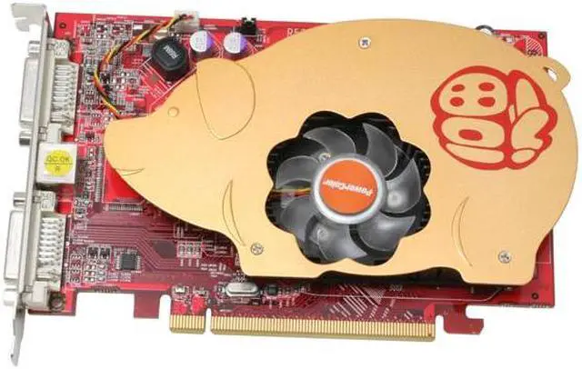 Alt view image 3 of 6 - POWERCOLOR X1650PRO GOLD Radeon X1650PRO 256MB 128-bit GDDR3 PCI Express x16 CrossFire Supported Video Card with Golden Pig Cooling Fan