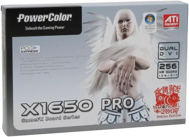 Alt view image 6 of 6 - POWERCOLOR X1650PRO GOLD Radeon X1650PRO 256MB 128-bit GDDR3 PCI Express x16 CrossFire Supported Video Card with Golden Pig Cooling Fan