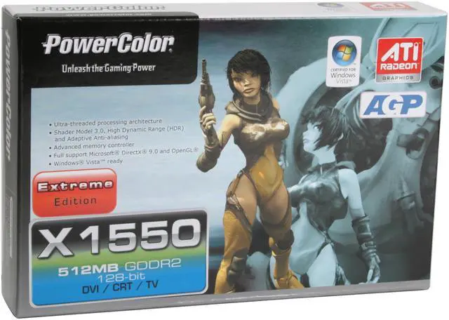 Alt view image 7 of 7 - PowerColor Radeon X1550 512MB GDDR2 AGP 4X/8X Graphics Card X1550 512MB AGP