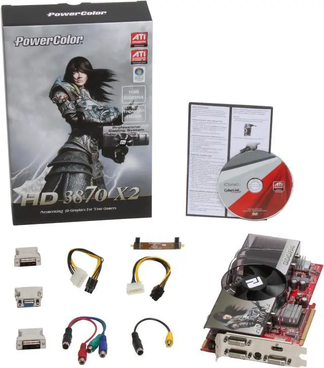 Alt view image 2 of 2 - PowerColor Radeon HD 3870 X2 1GB GDDR4 PCI Express x16 CrossFireX Support Graphics Card AX3870X21GBD4PH