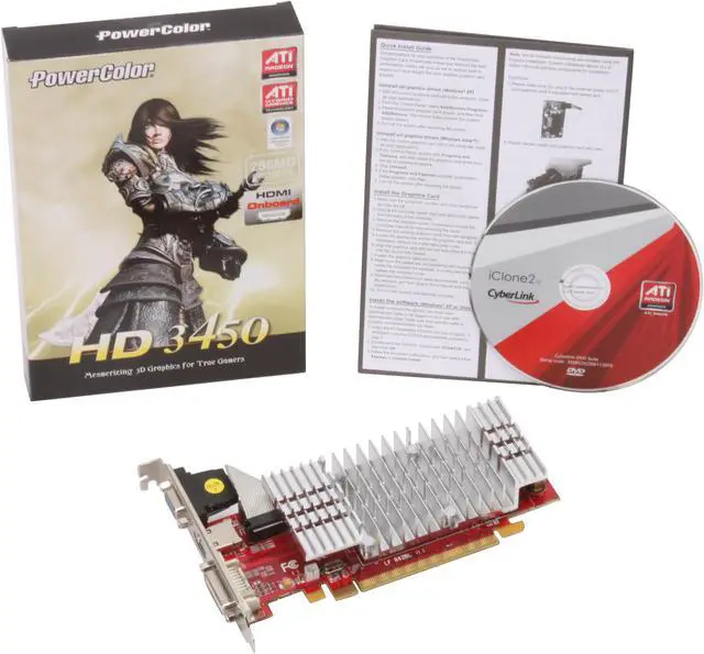 Alt view image 5 of 5 - PowerColor Radeon HD 3450 256MB DDR2 PCI Express 2.0 x16 Graphics Card AX3450 256MD2-H