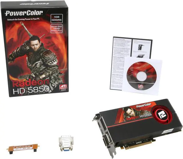 Alt view image 6 of 6 - POWERCOLOR AX5850 1GBD5-MDH Radeon HD 5850 (Cypress Pro) 1GB 256-bit GDDR5 PCI Express 2.0 x16 HDCP Ready CrossFire Supported Video Card w/ATI Eyefinity