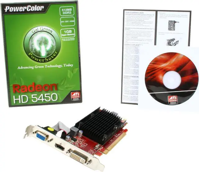 Alt view image 5 of 5 - PowerColor Go! Green Radeon HD 5450 (Cedar) 512MB DDR3 PCI Express 2.1 x16 Graphics Card AX5450 512MK3-SH