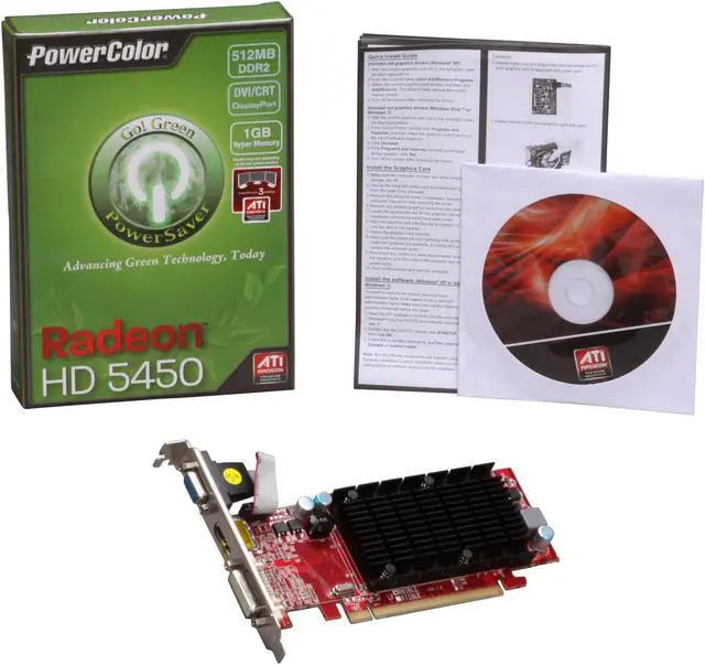 Alt view image 5 of 5 - PowerColor Go! Green Radeon HD 5450 512MB DDR2 PCI Express 2.1 x16 CrossFireX Support Graphics Card AX5450 512MD2-SD