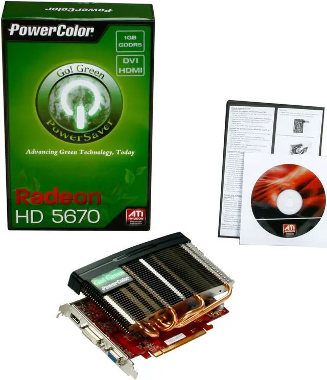 Alt view image 5 of 5 - PowerColor Go! Green Radeon HD 5670 (Redwood) 1GB GDDR5 PCI Express 2.1 x16 CrossFireX Support Graphics Card AX5670 1GBD5-NS3H