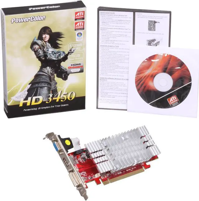 Alt view image 5 of 5 - PowerColor Radeon HD 3450 512MB DDR2 PCI Express 2.0 x16 Graphics Card AX3450 512MD2-H