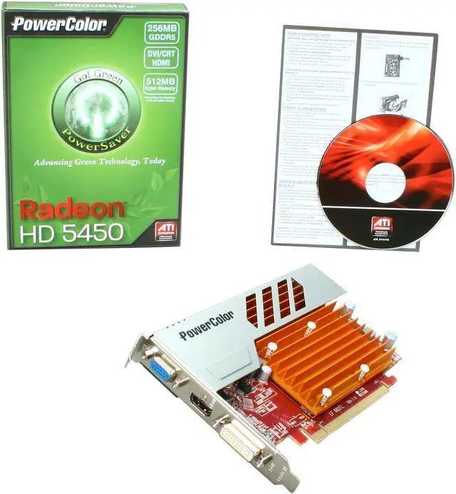 Alt view image 5 of 5 - PowerColor Go! Green Radeon HD 5450 256MB GDDR5 PCI Express 2.1 x16 Graphics Card AX5450 256MD5-SH