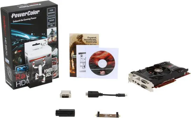 Alt view image 4 of 4 - PowerColor PCS+ AX6870 1GBD5-PP2DHGJ Radeon HD 6870 Power Jack Bundle 1GB 256-bit GDDR5 PCI Express 2.1 x16 HDCP Ready CrossFireX Support Video Card with Eyefinity