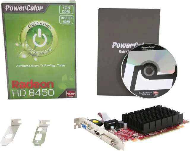 Alt view image 5 of 5 - PowerColor Go! Green Radeon HD 6450 1GB DDR3 PCI Express 2.1 x16 Low Profile Ready Graphics Card AX6450 1GBK3-SH