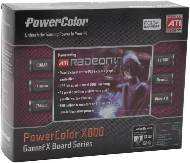 Alt view image 5 of 5 - PowerColor Radeon X800 128MB DDR PCI Express x16 Graphics Card R43A-NC3