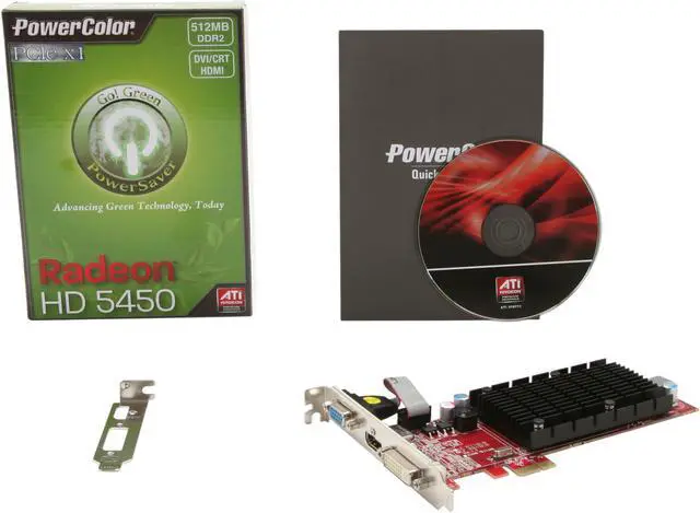 Alt view image 5 of 5 - PowerColor Go! Green Radeon HD 5450 512MB DDR2 PCI Express x1 Low Profile Ready Graphics Card AE5450 512MD2-SH