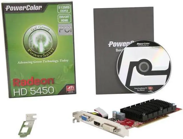 Alt view image 5 of 5 - PowerColor Go! Green Radeon HD 5450 512MB DDR2 PCI Low Profile Ready Graphics Card AP5450 512MD2-SH