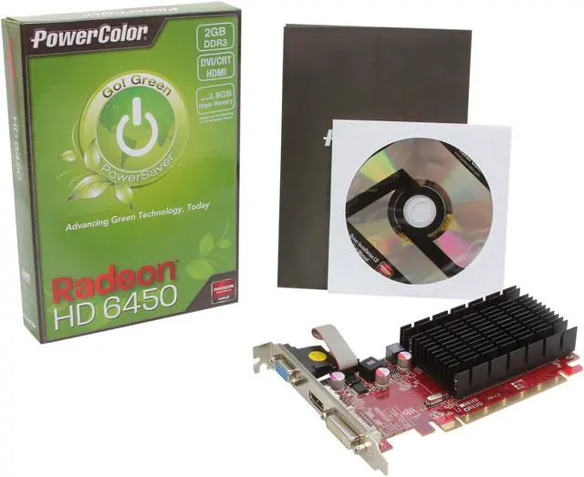 Alt view image 5 of 5 - PowerColor Go! Green Radeon HD 6450 2GB DDR3 PCI Express 2.1 x16 Graphics Card AX6450 2GBK3-SH