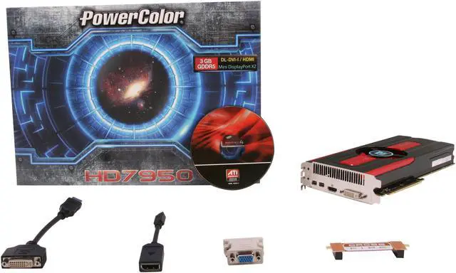 Alt view image 6 of 6 - PowerColor Radeon HD 7950 3GB GDDR5 PCI Express 3.0 x16 CrossFireX Support Graphics Card AX7950 3GBD5-2DH