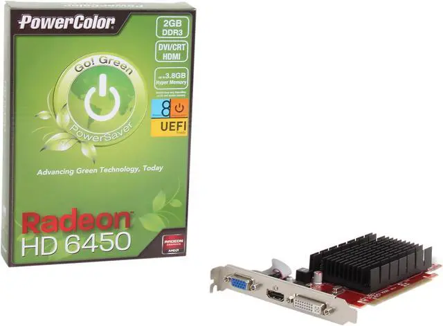 Alt view image 5 of 5 - PowerColor Go! Green Radeon HD 6450 2GB DDR3 Graphics Card AX6450 2GBK3-NHE
