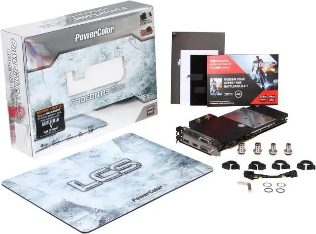 Alt view image 7 of 7 - PowerColor LCS AXR9 290X 4GBD5-WMDHG/OC Radeon R9 290X 4GB 512-bit GDDR5 PCI Express 3.0 CrossFireX Support Video Card (BF4 Edition)