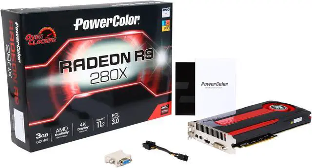 Alt view image 6 of 6 - PowerColor Radeon R9 280X 3GB GDDR5 PCI Express 3.0 CrossFireX Support Graphics Card AXR9 280X 3GBD5-2DHE/OC