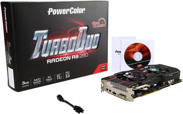 Alt view image 6 of 6 - PowerColor TurboDuo Radeon R9 280 3GB GDDR5 PCI Express 3.0 CrossFireX Support Graphics Card AXR9 280 3GBD5-T2DHV2E/OC