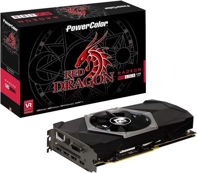Alt view image 4 of 4 - PowerColor RED DRAGON Radeon RX 480 4GB GDDR5 PCI Express 3.0 CrossFireX Support ATX Graphics Card AXRX 480 4GBD5-3DHDV2