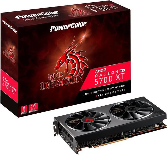 Alt view image 6 of 6 - PowerColor RED DRAGON Radeon RX 5700 XT 8GB GDDR6 PCI Express 4.0 CrossFireX Support ATX Graphics Card AXRX 5700 XT 8GBD6-3DHR/OC
