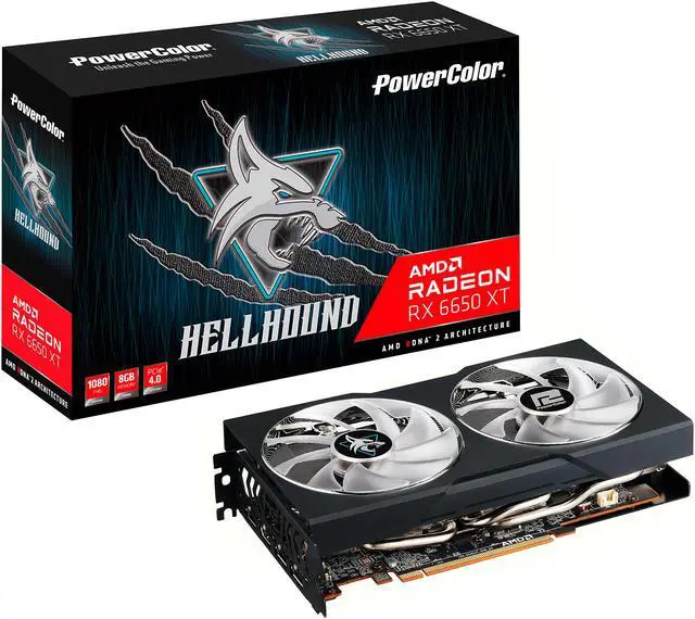 Alt view image 7 of 7 - PowerColor Hellhound Radeon RX 6650 XT 8GB GDDR6 PCI Express 4.0 ATX Graphics Card AXRX 6650XT 8GBD6-3DHL/OC