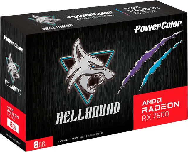 Alt view image 10 of 11 - PowerColor Hellhound Radeon RX 7600 8GB GDDR6 PCI Express 4.0 x8 ATX Graphics Card RX7600 8G-L/OC