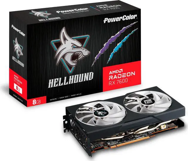 Alt view image 11 of 11 - PowerColor Hellhound Radeon RX 7600 8GB GDDR6 PCI Express 4.0 x8 ATX Graphics Card RX7600 8G-L/OC