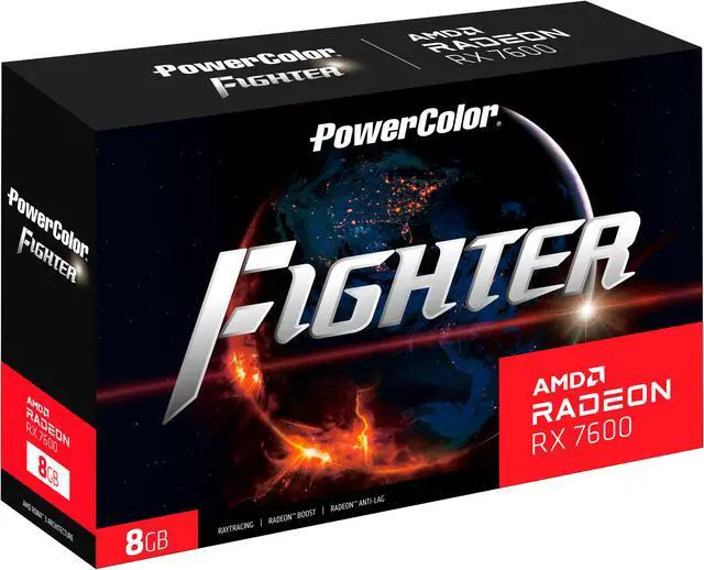 Alt view image 6 of 7 - PowerColor Fighter Radeon RX 7600 8GB GDDR6 PCI Express 4.0 x8 ATX Graphics Card RX7600 8G-F