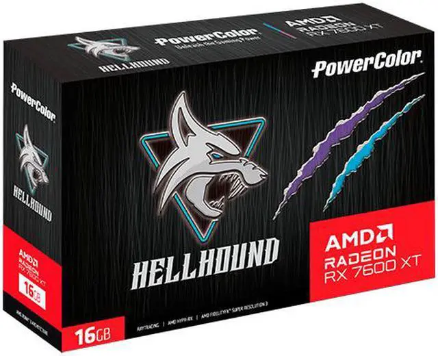 Alt view image 8 of 8 - PowerColor Hellhound Radeon RX 7600 XT 16GB GDDR6 PCI Express 4.0 x8 ATX Graphics Card RX7600XT 16G-L/OC
