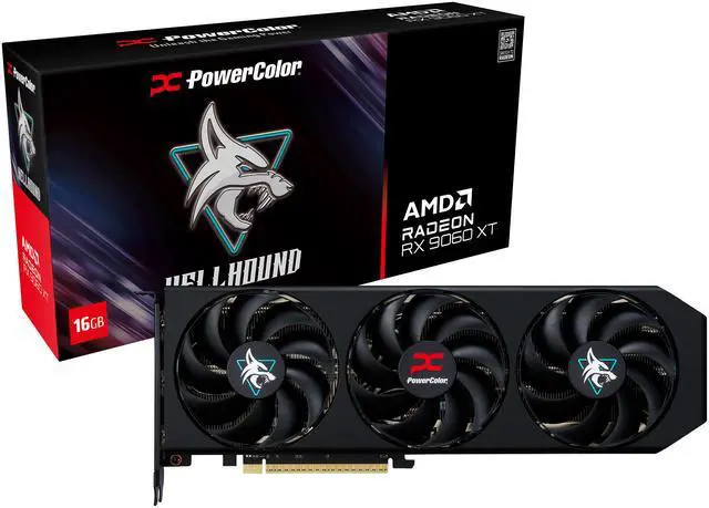 Alt view image 7 of 7 - PowerColor Hellhound Radeon RX 9060 XT 16GB GDDR6 PCI Express 5.0 x16 ATX Video Card RX9060XT 16G-L/OC