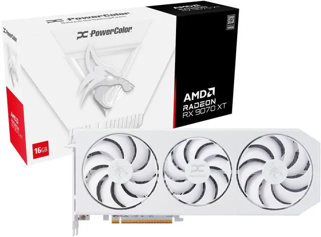 Alt view image 6 of 6 - PowerColor Hellhound Radeon RX 9070 XT 16GB GDDR6 PCI Express 5.0 x16 Graphics CARD Hellhound Spectral White AMD Radeon RX 9070 XT 16GB GDDR6