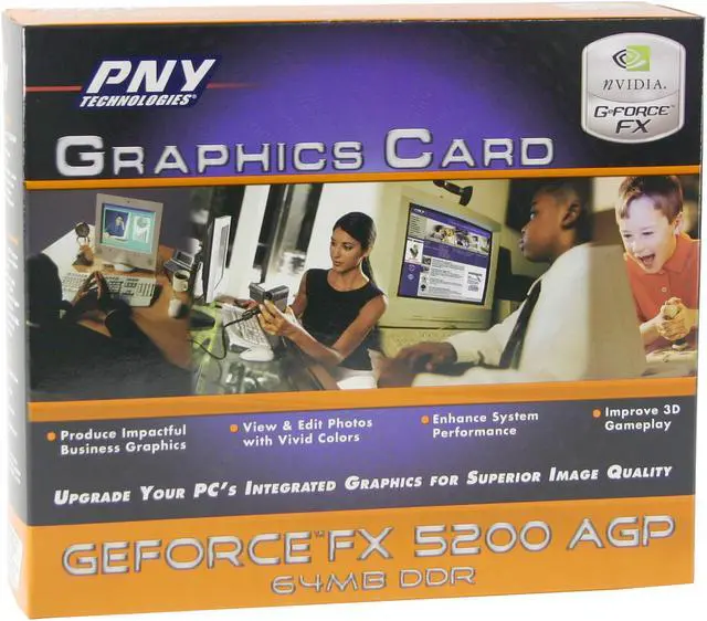 Alt view image 5 of 5 - PNY GeForce FX 5200 64MB DDR AGP 4X/8X Graphics Card GeForce FX 5200(LSFX5264APB)