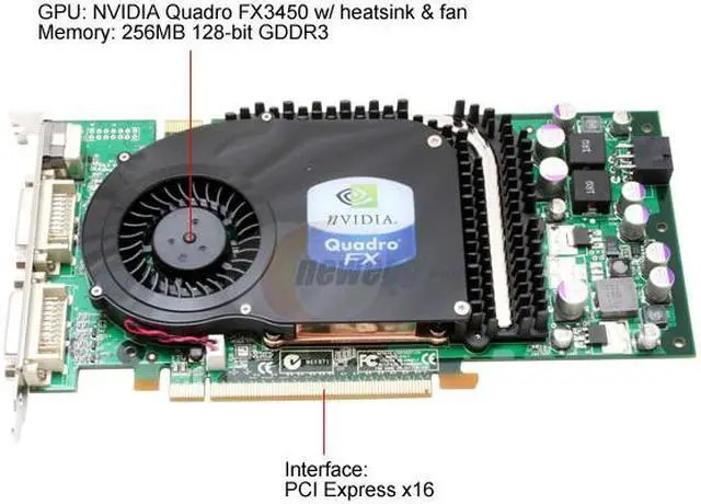 Alt view image 3 of 6 - PNY Quadro FX 3450 VCQFX3450-PCIE-PB 256MB 128-bit GDDR3 PCI Express x16 Graphics Card - OEM