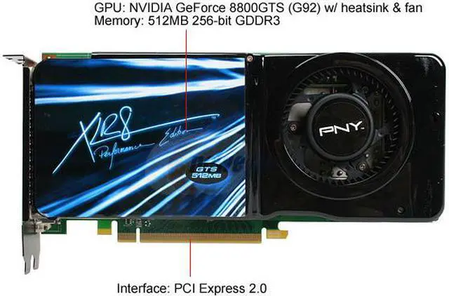 Alt view image 3 of 6 - PNY GeForce 8800GTS (G92) 512MB GDDR3 PCI Express 2.0 x16 SLI Support Graphics Card VCG88GTS5XPB