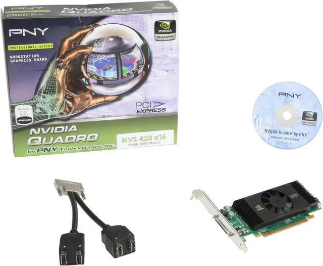 Alt view image 5 of 5 - PNY Quadro NVS 420 VCQ420NVS-X16-DP-PB 512MB (256MB per GPU) 128-bit (64-bit per GPU) GDDR3 PCI Express x16 Low Profile Graphics Card