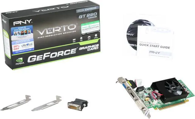 Alt view image 5 of 5 - PNY GeForce GT 220 1GB DDR2 PCI Express 2.0 x16 Graphics Card VCGGT2201XEB-S