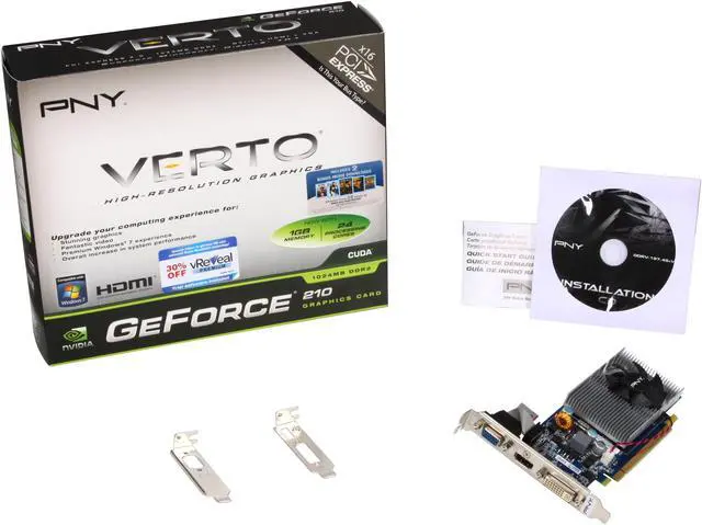 Alt view image 5 of 5 - PNY Verto GeForce 210 1GB DDR2 PCI Express 2.0 x16 Low Profile Ready Graphics Card VCGG2101XPB