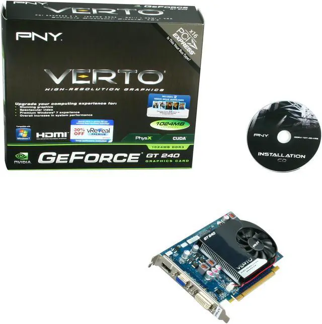 Alt view image 5 of 5 - PNY Verto GeForce GT 240 1GB DDR3 PCI Express 2.0 x16 Graphics Card VCGGT2401D3XPB