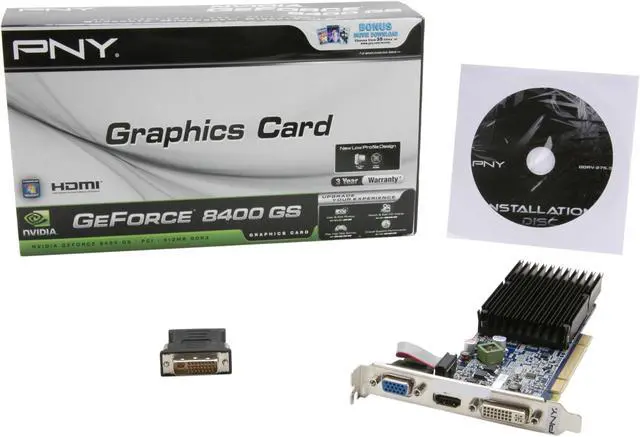 Alt view image 6 of 6 - PNY GeForce 8400 GS 512MB DDR3 PCI Low Profile Graphics Card VCG84512D3SPPB